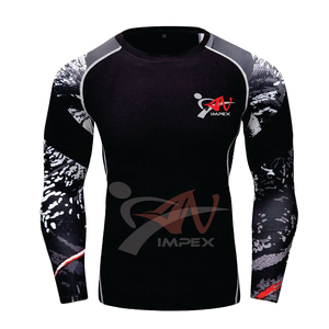 เสื้อแรชการ์ดผู้ชาย แขนสั้น ผ้าสแปนเด็กซ์ ระบายอากาศได้ดี เป็นมิตรกับสิ่งแวดล้อม พิมพ์ลายแบบซับลิเมชั่น ดีไซน์สั่งทำคุณภาพสูง หนังแท้ OEM - Product Image 6