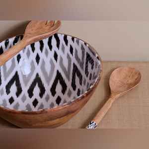 Tazón de Madera de Acacia Hecho a Mano con Estilo Rústico y Revestimiento de Esmalte, con Impresión Audaz, para Vajilla Ecológica y Regalos - Product Image 5