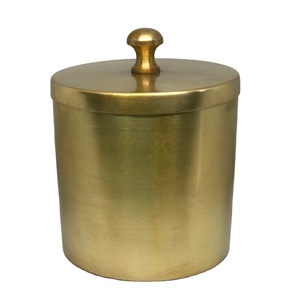 Golden Antique With Lid Best Selling Candle <b>Jar</b> for Christmas and Home Decoration High Quality Metal Iron Gold Plated Vessel - Product Image 1