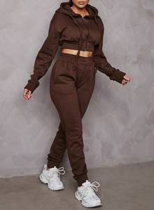 เซตเสื้อครอปถักแบบทันสมัยสำหรับผู้หญิงชุดเลานจ์สุดอินเทรนด์เหมาะสำหรับใส่ในบ้านและกลางแจ้ง - Product Image 5