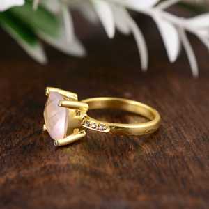 Unique Design Rose <b>Quartz</b> <b>Ring</b> Boho Brass Jewelry For Women 18k Gold Plated Geometric Statement Design For Wholesale/OEM/ODM - Product Image 3