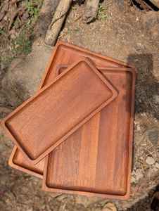 ถาดรองจานใส่ขนมและผลไม้สำหรับตกแต่งบนโต๊ะอาหารทรงสี่เหลี่ยมผืนผ้าทำจากไม้เนื้อแข็งแท้ธรรมชาติถาดเสิร์ฟกาแฟถาดเสิร์ฟสำหรับคาเฟ่ - Product Image 3