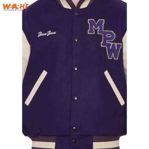 Chaqueta Varsity de Béisbol con Logotipo Personalizado, Cuello Alto, Invierno, Chenilla, Parches Bordados con Letras, Reversible, Resistente al Viento, 100% - Product Image 6