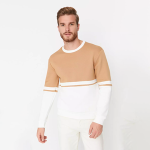 Sweat à capuche personnalisé bicolore pour hommes pull uni Streetwear ourlet découpé à cru Patchwork en polyester/coton polaire hiver - Product Image 1