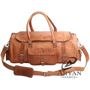 Real Goat Leather Full Flap 22 Inch Leather Cover <b>Extra</b> <b>Large</b> Travel Duffel <b>Bag</b> - Product Image 1