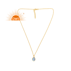 Collar con colgante de piedras preciosas de cuarzo aguamarina doblete de plata esterlina más vendido, fabricante de joyería personalizada - Product Image 1