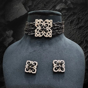 Gargantilla India azul tradicional AD Collar de latón Conjunto colgante Tendencia para el desgaste del banquete de boda de las mujeres - Product Image 1