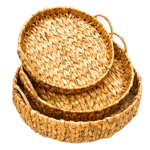 Bandeja tejida de jacinto de agua de algas marinas con forma hecha a mano, cesta de almacenamiento de pan para sala de estar, venta al por mayor, fabricante de Vietnam, estilo floral - Product Image 2