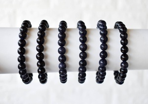 กำไลข้อมือหินทรายสีน้ำเงินขนาด 8 มม. ทรงกลม ขายดี กำไลคริสตัลขัดเงาสำหรับการทำสมาธิ เครื่องประดับหินกึ่งมีค่า - Product Image 6