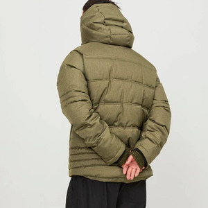 OEM chaqueta de invierno con logotipo personalizado para niños hombres fino acolchado burbuja Puffer con capucha cuello alto cremallera bolsillo decoración calle - Product Image 3