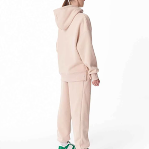 Ensemble de survêtement pour femme en tissu éponge imprimé, sensation premium, long, pour l'hiver/l'automne, sweat-shirt et pantalon en coton mélangé doux, confortable, devant uni - Product Image 6