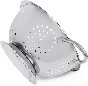 Mini passoire de qualité supérieure en acier inoxydable avec base robuste et double poignée facile à saisir Utilisation commerciale Restauration en vrac - Product Image 2