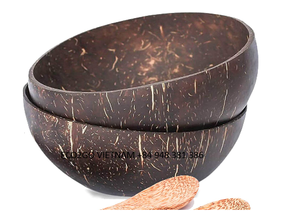 100% Bol en coquille de noix de coco poli avec logo personnalisé à faible quantité minimale de commande naturel et fourchette à cuillère en noix de coco d'Eco2go Vietnam/Bol en noix de coco - Product Image 3