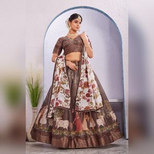 Lehenga Choli de mariée en soie douce Dola, imprimé numérique, vêtements de fête indiens pour femmes, mariage en gros et pas cher - Product Image 2