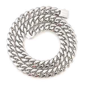 สร้อยคิวบาลิงค์สีเงินขนาด 14 มม. ทำจากโลหะผสมสังกะสี ดีไซน์เรขาคณิตทันสมัยประดับเพชรและมุก เหมาะสำหรับเป็นของขวัญในงานปาร์ตี้หรือวันครบรอบ - Product Image 5