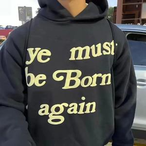 Sudadera con capucha de felpa estampada francesa de peso pesado para hombre, Sudadera con capucha y hombros caídos de gran tamaño - Product Image 5