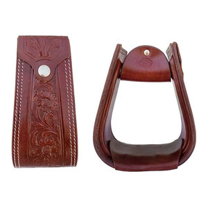 Étriers de selle de cheval Western de qualité supérieure Étriers recouverts de cuir usiné à la main de 5 "Étriers d'équitation Western Riding - Product Image 1