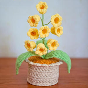 Fleurs en ruban à 9 têtes, faites à la main au crochet, en stock, pour plantes en pot, ornement de bureau intérieur PZ - Product Image 4