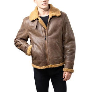 Chaqueta de Lona y Cuero Genuino de Moda 2026 para Hombre, Otoño Invierno, Casual, con Cremallera, Ecológica e Impermeable, Servicio OEM - Product Image 1