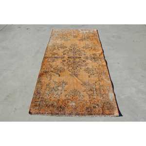 พรมตุรกี ขนาด 3.4x6.8 ฟุต พรมวินเทจลายดอกไม้สีน้ำตาลส้ม - Product Image 1
