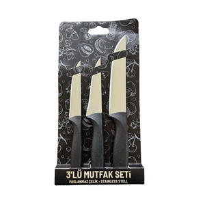 Atasan Home Use 3PCs Chef Knife Set Nakiri Santoku Steak Bone Cutting Cuchillas de acero inoxidable con mango de PP al por mayor - Product Image 1