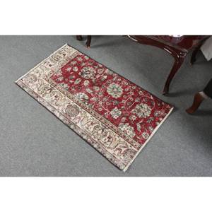 พรมขนสัตว์ตุรกีวินเทจสีแดงสีเบจ2 x 3.6ft สไตล์คลาสสิกพื้นที่ขนาดใหญ่สี่เหลี่ยมผืนผ้าการเย็บปะติดปะต่อกันออกแบบน้ำยาง10มม. สำหรับห้องโถง - Product Image 4