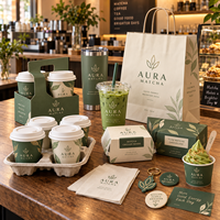 Emballages de marque AT PACK pour restaurants de matcha avec tasses personnalisées, sacs en papier, boîtes et solutions à emporter pour cafés