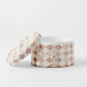 Caja de Joyería Redonda Decorativa de Nácar con Aspecto Contemporáneo para Guardar Baratijas o para Decoración del Hogar, Cajas de Capiz - Product Image 5