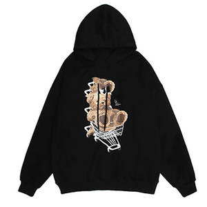 เสื้อฮู้ดผ้าคอตตอนทรงหลวมสำหรับผู้ชายเสื้อมีฮู้ดลายสกรีนลายทันสมัย - Product Image 1