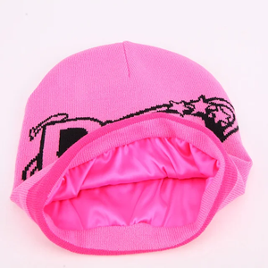 Bonnet unisexe en jacquard acrylique avec logo personnalisé, imprimé sur toute la surface, casquette d'hiver haute à revers, vêtements de plage pour les voyages, vente en gros - Product Image 2