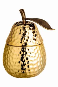 Récipient décoratif de poire d'or de vente chaude avec la conception élégante moderne de couvercle de feuille pour stocker des bibelots et de petits accessoires - Product Image 2
