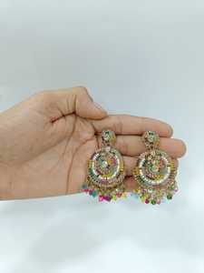 Trendy Water Drop Bell <b>Jhumka</b> <b>Earrings</b> Indian Kundan Traditional for Ladies <b>Earring</b> Set for Women - Product Image 2