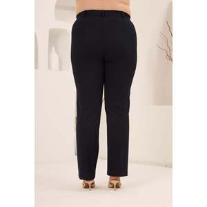 <b>Elastic</b> <b>Waist</b> Plus Size Gabardine Wide Leg <b>Trousers</b> Navy Blue - Product Image 4