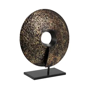 Statue décorative ronde texturée moderne en aluminium rose de bungalow ou sculpture polie moderne texturée moderne de maison de Sagebrook - Product Image 4