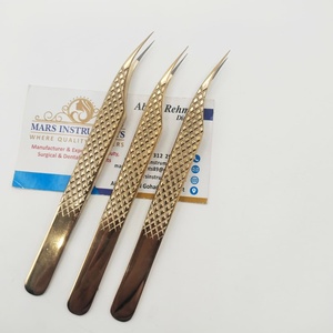 Pinces à cils dorées, extensions de cils, forme de dauphin, acier inoxydable, pointes en fibre, pinces à cils - Product Image 2