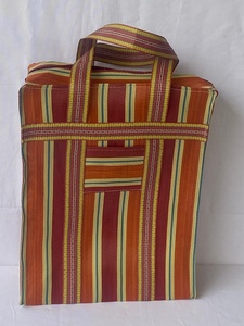 ถุงผ้าไนลอนสำหรับช้อปปิ้งลายทางเป็นมิตรกับสิ่งแวดล้อมมีซิปด้านบนพร้อมวัสดุรีไซเคิลกระเป๋าทำตลาดพร้อมโลโก้ตามสั่ง - Product Image 6