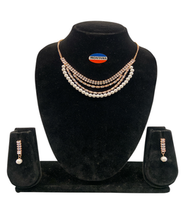 Ensemble de bijoux en diamants élégants B335-Collier et boucles d'oreilles vintage classiques élégants pour les fêtes d'anniversaire de mariage - Product Image 1