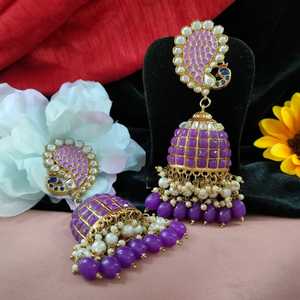 Pendientes de moda de piedra Kundan tradicional india real clásica, joyería llamativa de grandeza de lujo ideal para bodas - Product Image 4