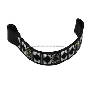 Hot Selling Designer Multicolor <b>Beaded</b> Leather Horse brow band in All Shapes and Custom Sizes Made in India Horse Products - Product Image 1