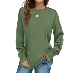 Nuevo diseño de lujo de manga larga cuello redondo hombro pendiente sólido cómodo sudadera de algodón de gran tamaño para mujer de Bangladesh - Product Image 5