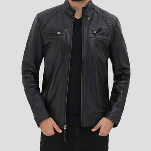 Chaqueta de cuero auténtico de vaca para hombre, diseño moderno, personalizada con bordado, cómoda y suave. - Product Image 1