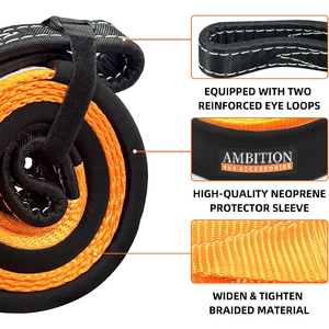 Correa de <span class=keywords><strong>Remolque</strong></span> de Emergencia AMBITION de 3 Pulgadas x 8 Pies, Resistencia a la Rotura de 36000 Libras, Cuerda de Extensión para Cabrestante con Bolsa de Transporte - Product Image 2