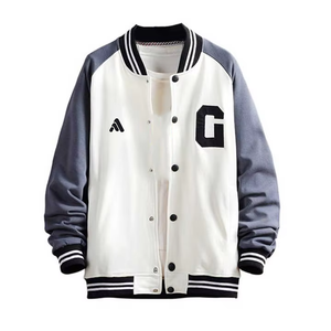 Chaqueta Universitaria Blanca para Hombre, Estilo Clásico Letterman Bomber con Parche, Estilo Universitario Moderno de Béisbol para Hombre - Product Image 1