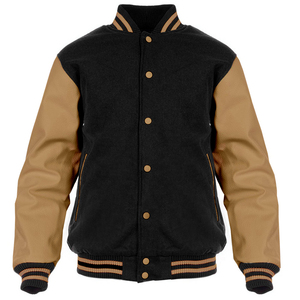 Mens Black <b>Brown</b> Varsity Letterman <b>Jacket</b> Wool Body <b>Leather</b> Sleeves Custom CollegeBaseballjacket for men DDP Shipping - Product Image 3