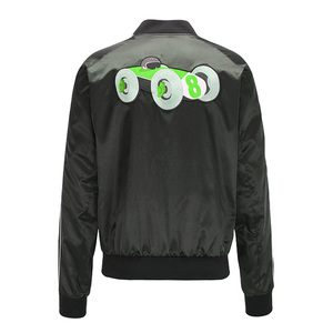 Custom Winter Casual Solid Stand Collar Dyed Satin Varsity Baseball Bomber Jacket Unisex Street Style - Product Image 2