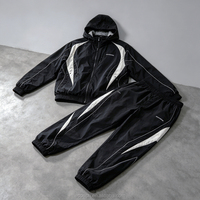 Ensemble deux pièces OEM personnalisé avec logo, veste coupe-vent zippée en polyester et jogging en nylon pour homme, style patchwork