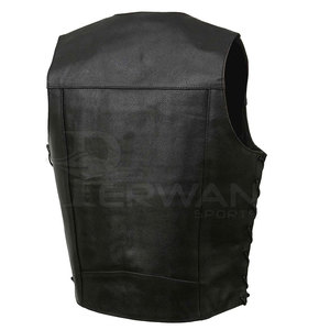 Ropa de calle sin mangas de cuero transpirable para hombre, Chaleco de cuero ligero de alta calidad con logotipo personalizado para hombre - Product Image 4