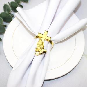 Or Religieux Style Serviette Anneau Élégant Décor De Table Accessoire pour La Fête De Mariage Maison À Manger Élégant Luxueux Design Spirituel - Product Image 1