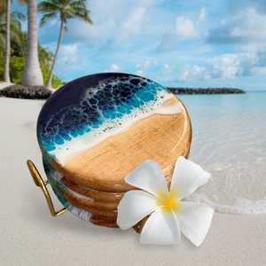 Modern Interior Wooden Resin Coaster Handcrafted High Quality Bohemian Style Eco-Friendly <b>Table</b> Coaster for Living Room - Product Image 2