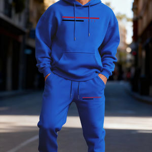 Conjunto de Sudadera con Capucha para Hombre con Estampado Simple de EE. UU., Conjunto de Dos Piezas con Bolsillo, Ropa de Otoño de Felpa, Ropa Deportiva Informal de Invierno para la Calle - Product Image 1